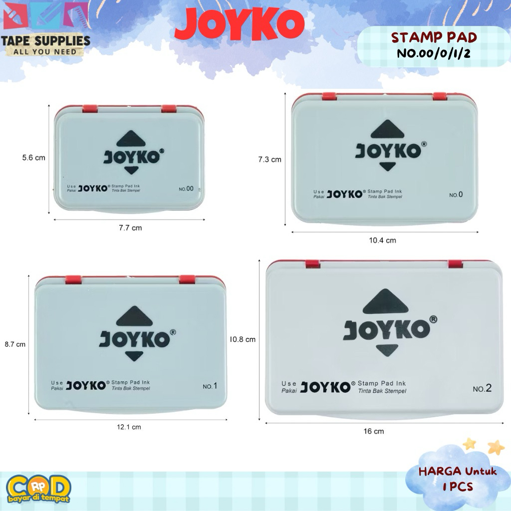 

Joyko Stamp Pad 00 / 0 / 1 / 2 – Bantalan Tinta Cap Kotak