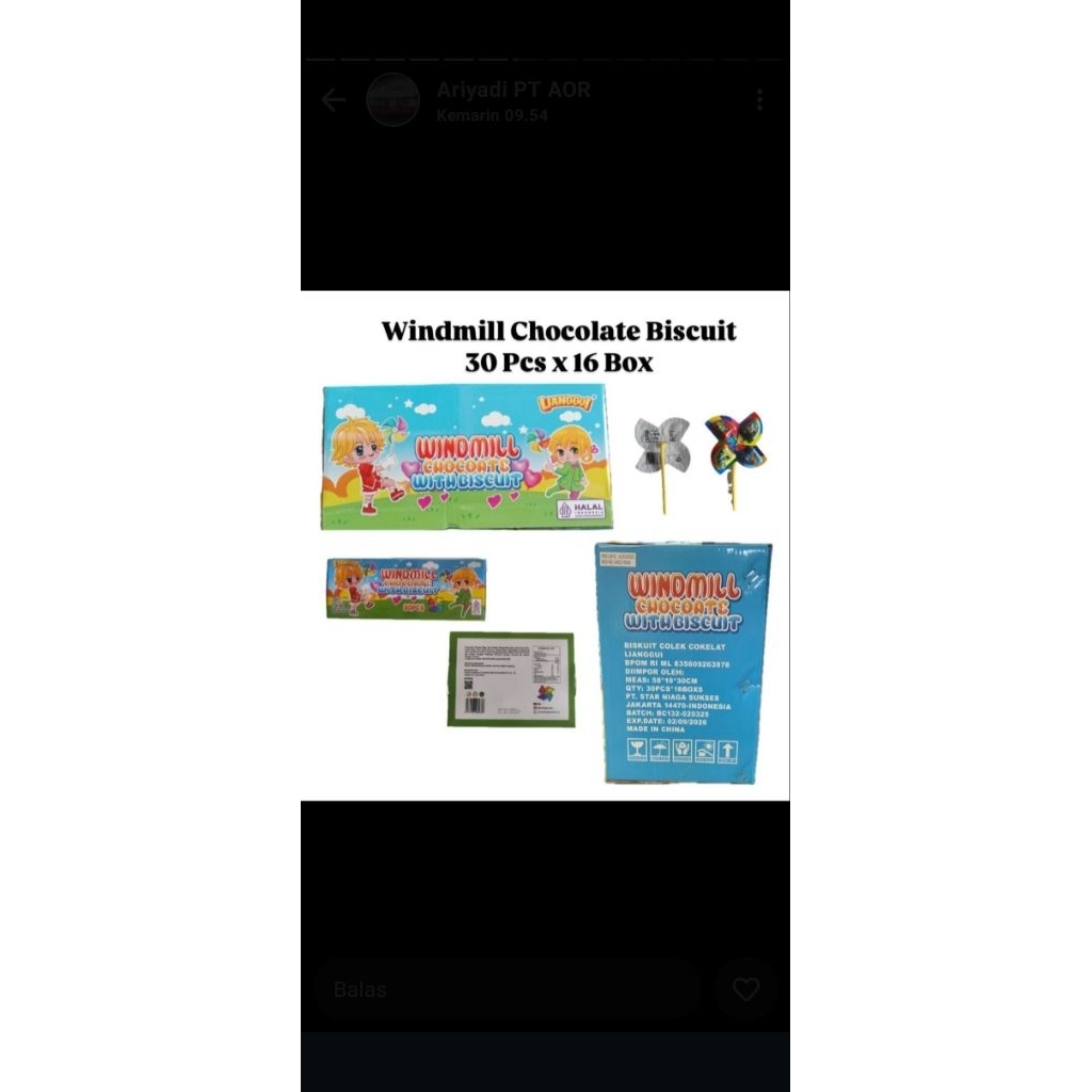 

windmil chococolate with biscuit 30 pcs.