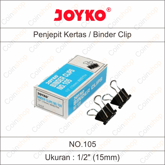 

1 Box Kecil Joyko No 105 Penjepit Kertas Binder Clip 1/2" 15 mm