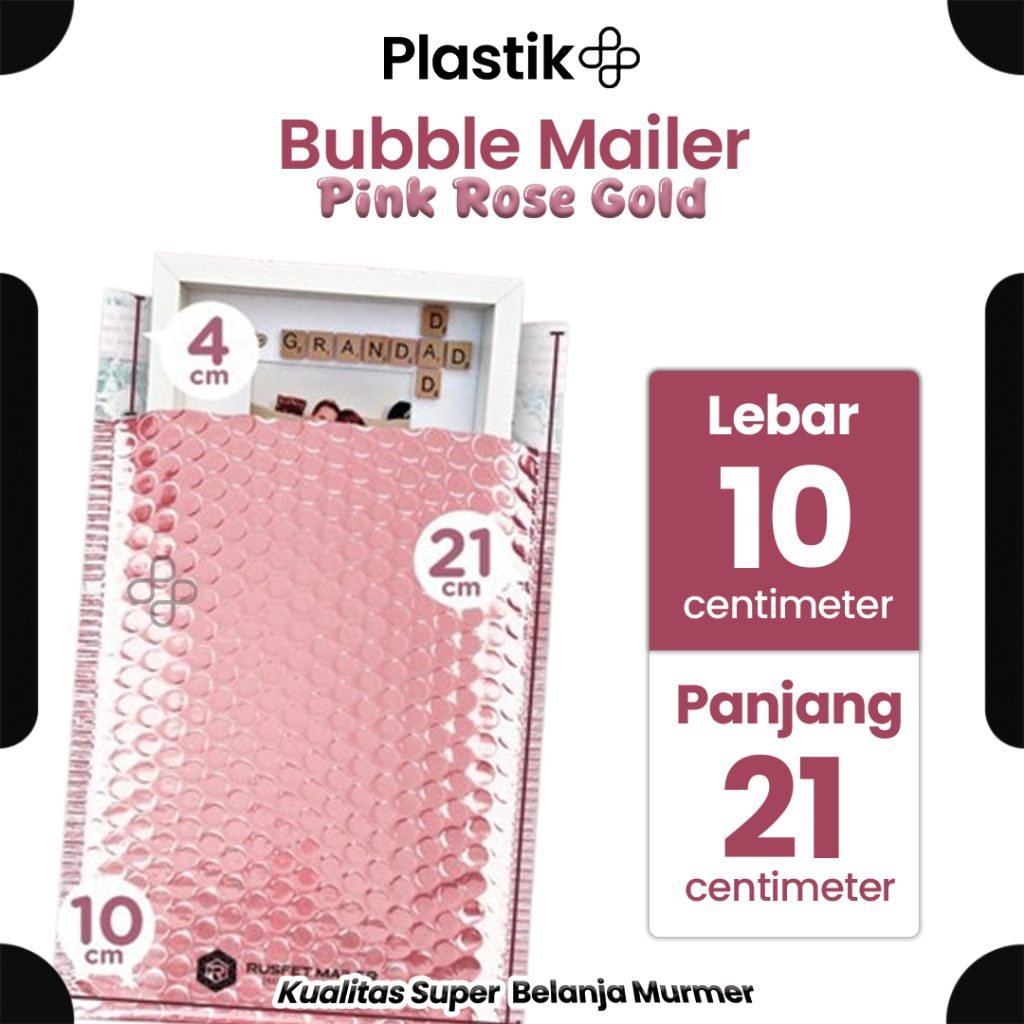 

Amplop Bubble Mailer Bubble Packing Murah Pink Rose Gold Glossy - 10X21cm