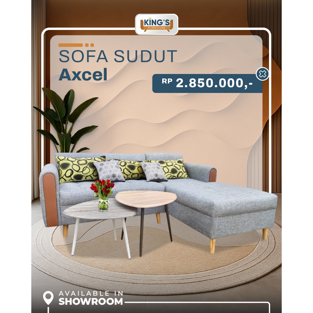 KINGS FURNITURE PONTIANAK - SOFA AXCEL - SOFA SUDUT - SOFA MINIMALIST - SOFA AESTHETIC - SOFA KAIN -