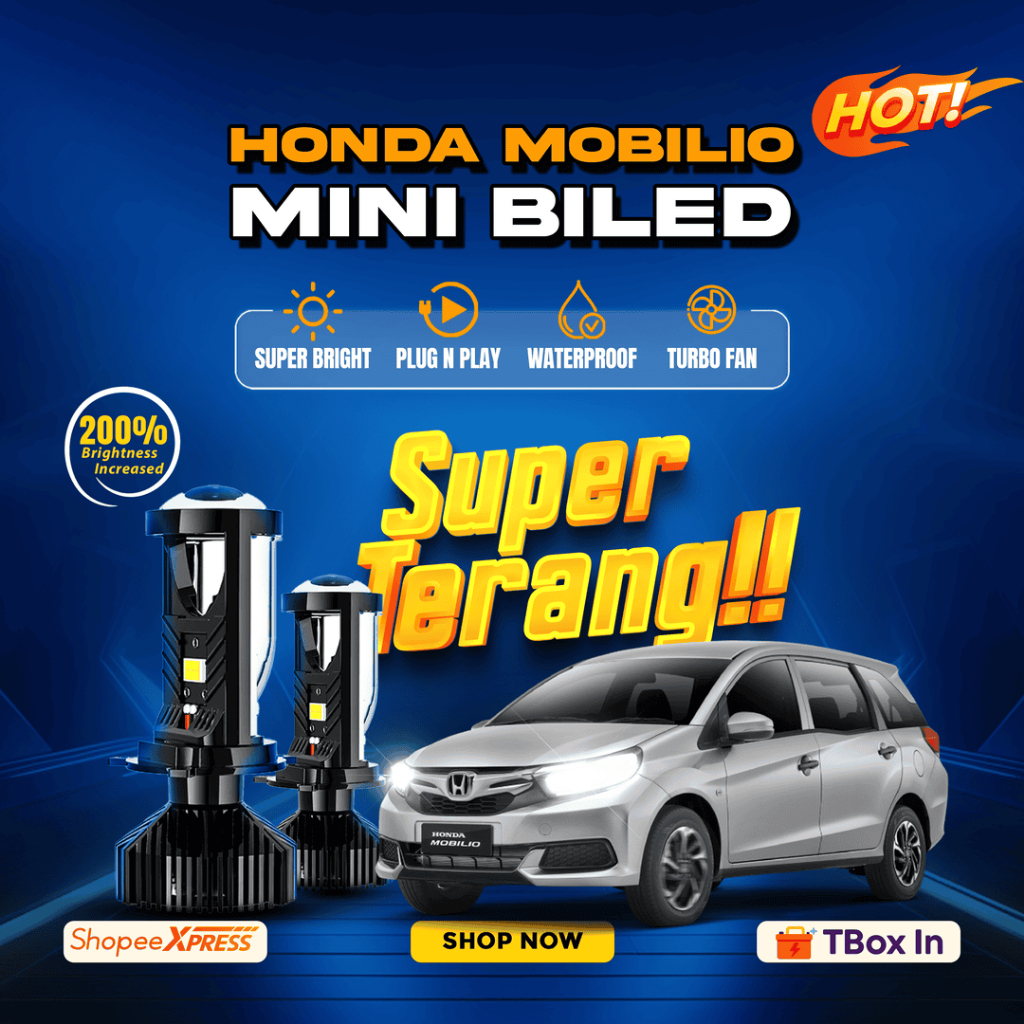 H4 Mini Biled Projie Projector Lampu LED Mobil Super Terang Putih T9 PNP Honda Mobilio