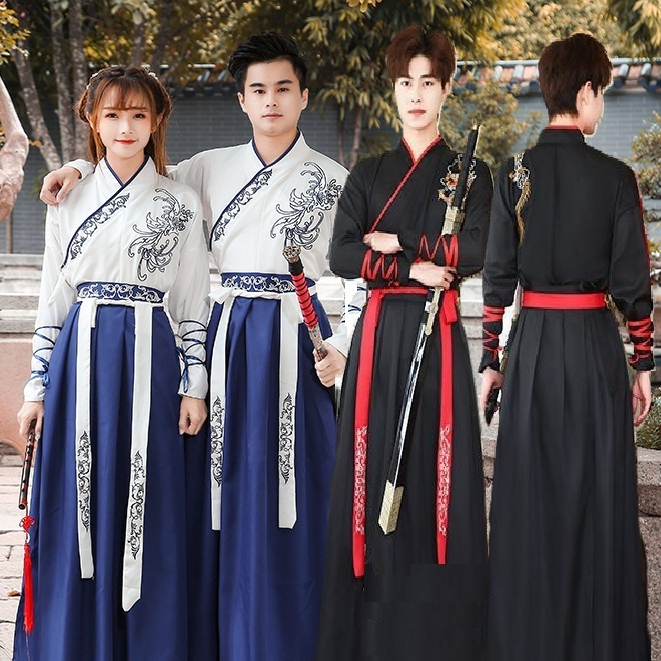 kostum hanfu unisex wanita pria baju tradisional cina han yukata kimono warrior cosplay