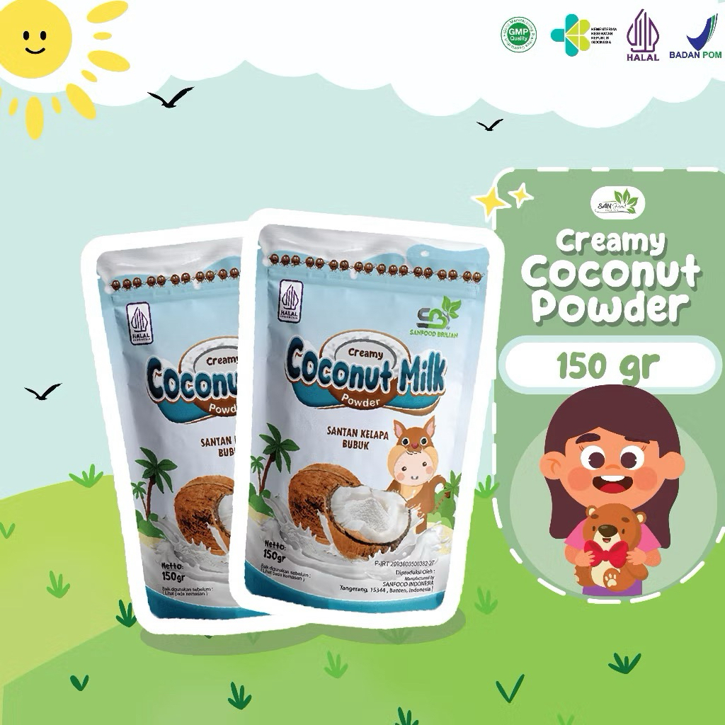 

Sanfood Creamy Coconut Milk 150 gr Santan Kelapa Bubuk Bumbu Masak MPASI Rendah gula