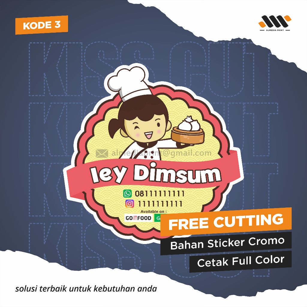 

(Isi 45-150 PCS) Cetak Stiker Cromo Vinyl Produk Kemasan Label Stiker Makanan Minuman (Free Cutting)
