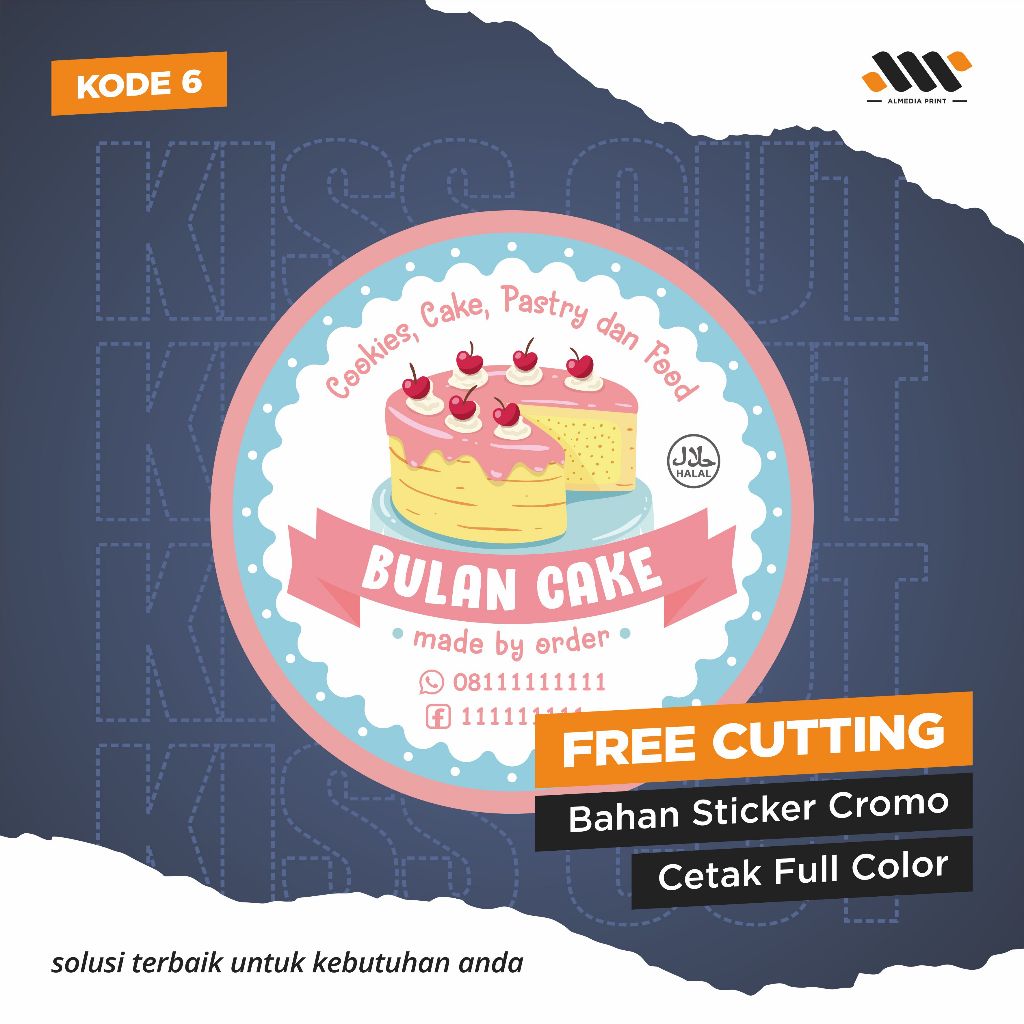 

(Isi 45-150 PCS) Cetak Stiker Cromo Vinyl Produk Kemasan Label Stiker Makanan Minuman (Free Cutting)