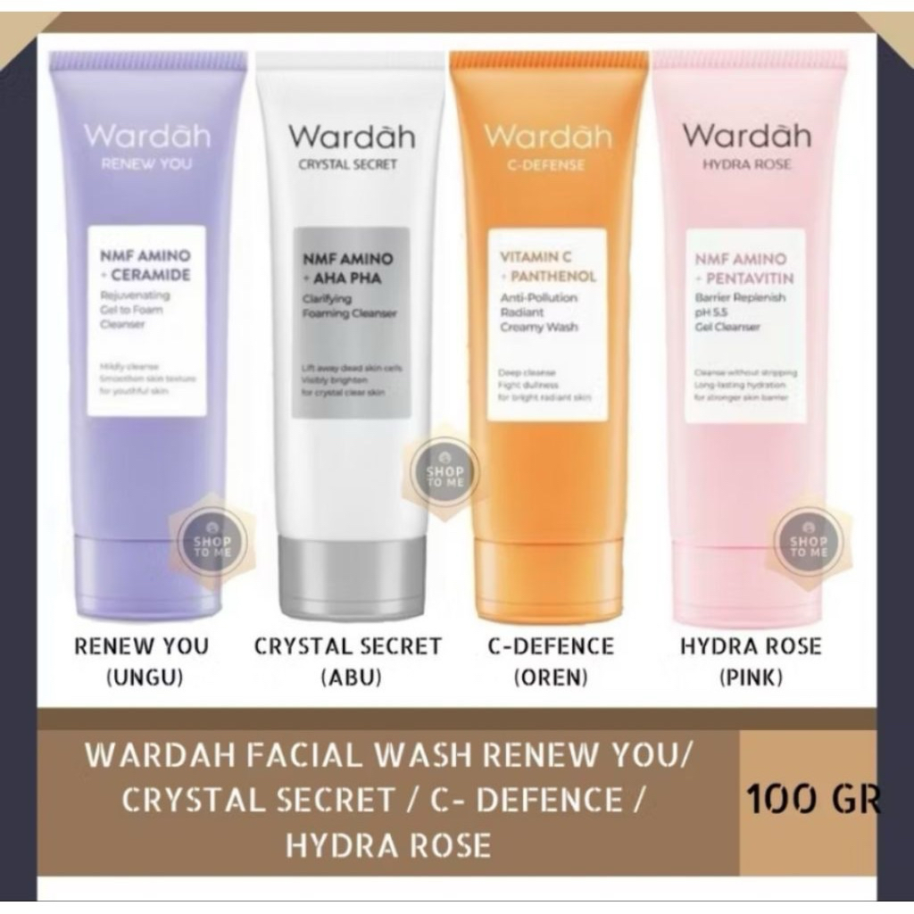 [NEW] WARDAH NMF Amino Facial Wash 100 ml (Crystal Secret, Renew You, Hydra Rose, C-Defense) Facial 