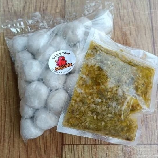 

Cibal Cilok sambal Viral Isi 100 pcs 1 kg siap makan sambal hijau goang dan bawang