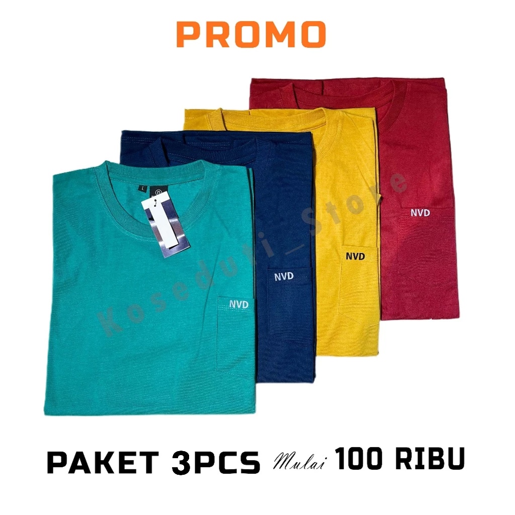 baju kaos pria 100 dapat 3/ baju kaos pria / kaos polos pocket saku pria