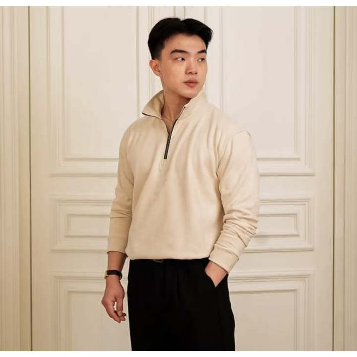 PRELOVED POLO HALFZIP SUEDE LONGSLEEVE JACKET BY SIGNORE