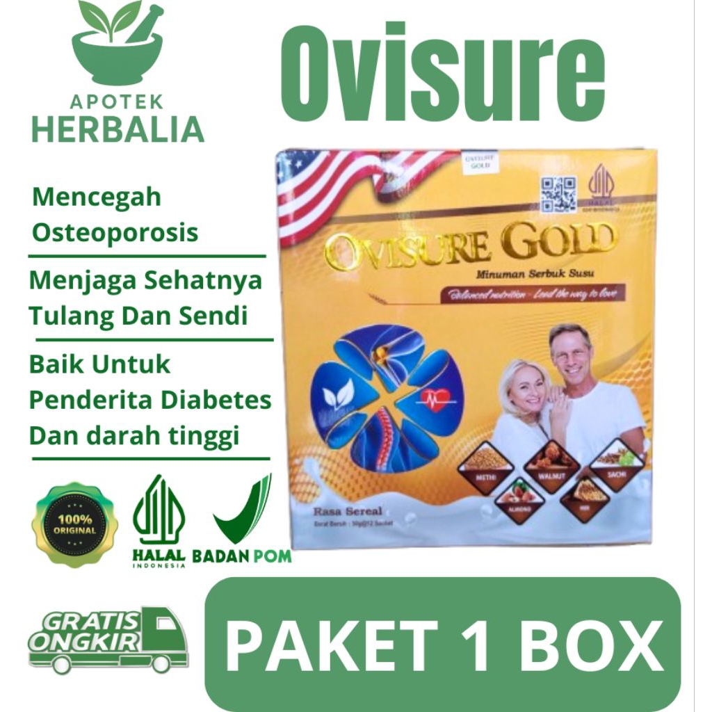 

Paket 1 Box Susu Ovisure Gold Kemasan Terbaru Milk Susu Obat Tulang Dan Sendi
