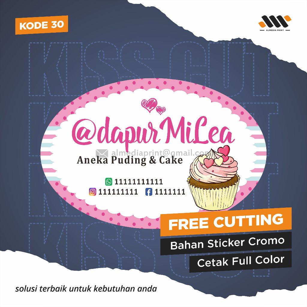 

(Isi 63-180 PCS) Cetak Stiker Cromo Vinyl Produk Kemasan Label Stiker Makanan Minuman (Free Cutting)