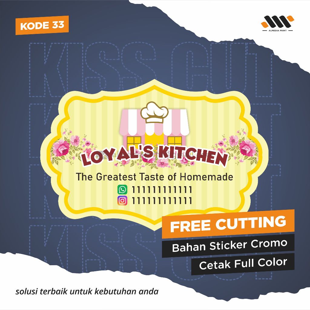 

(Isi 63-180 PCS) Cetak Stiker Cromo Vinyl Produk Kemasan Label Stiker Makanan Minuman (Free Cutting)