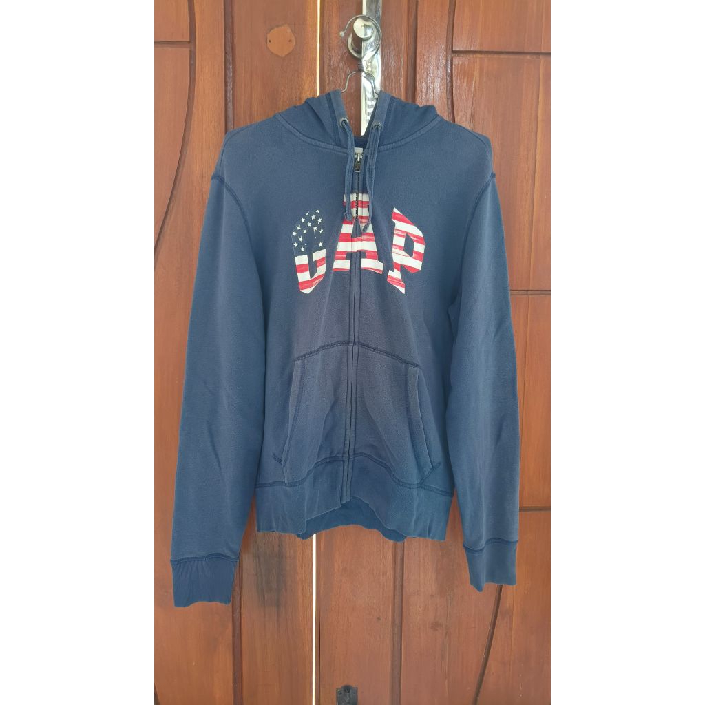 Hoodie Zipper GAP Biru Washed USA