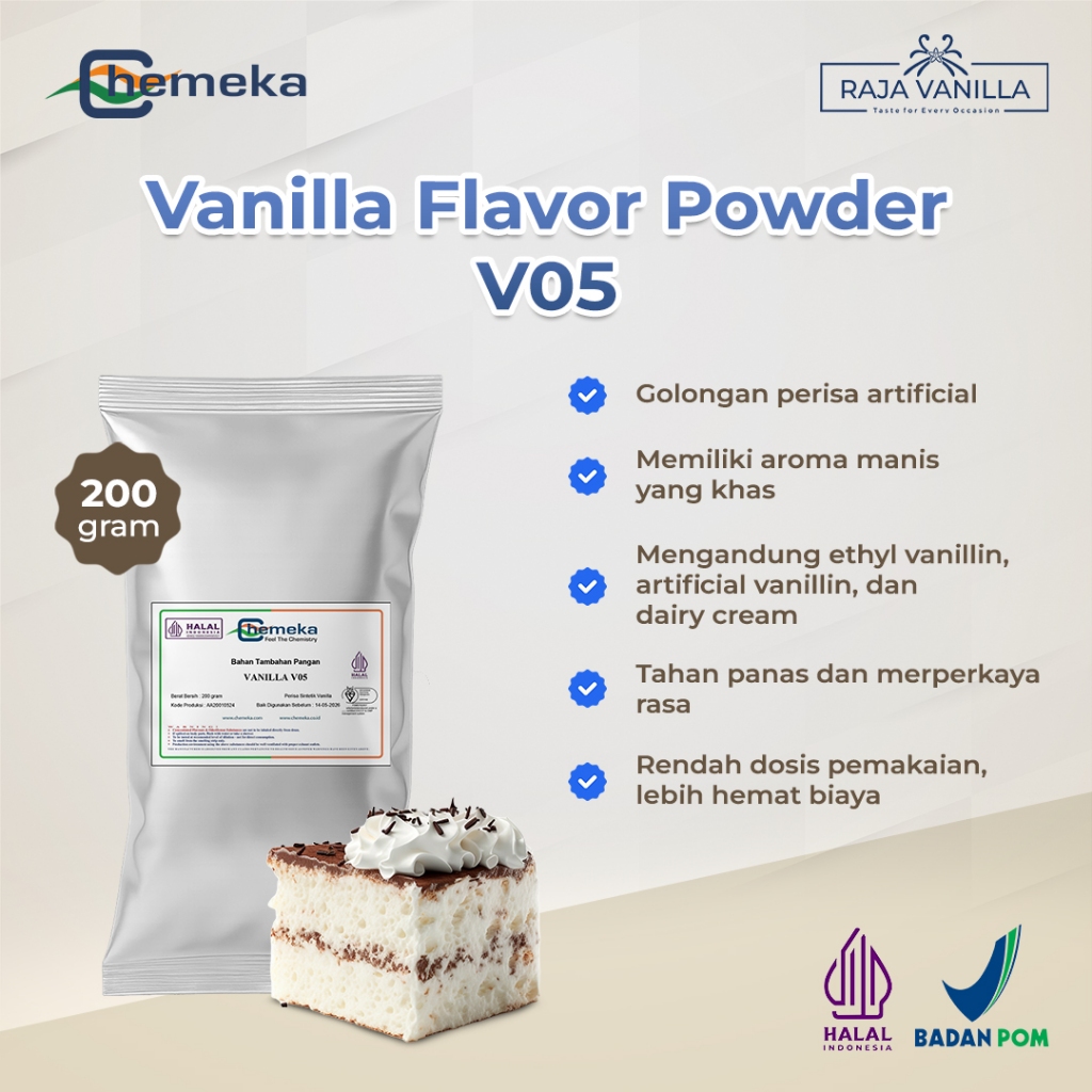 

Chemeka Vanilla Flavour Powder V05 - Bubuk Vanillin Kue 200gr