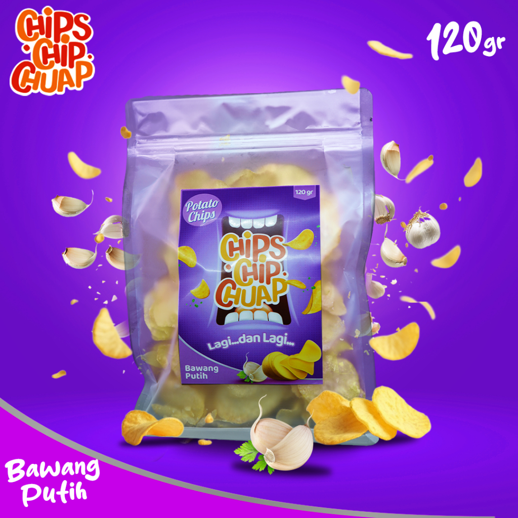 

Keripik Kentang | Chips Chip Chuap Bawang Putih | 120 gr | Kriuk | Renyah