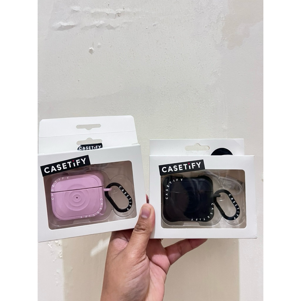 CASETIFY EARPHONE DAN CASE HITAM/PINK JUAL MURAH