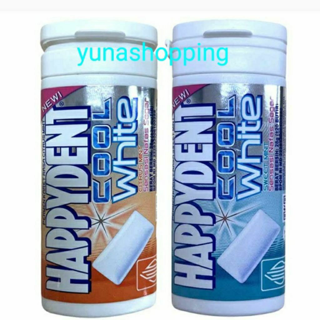 

Happydent cool white permen karet rasa sweet mint , citrus mint 28g