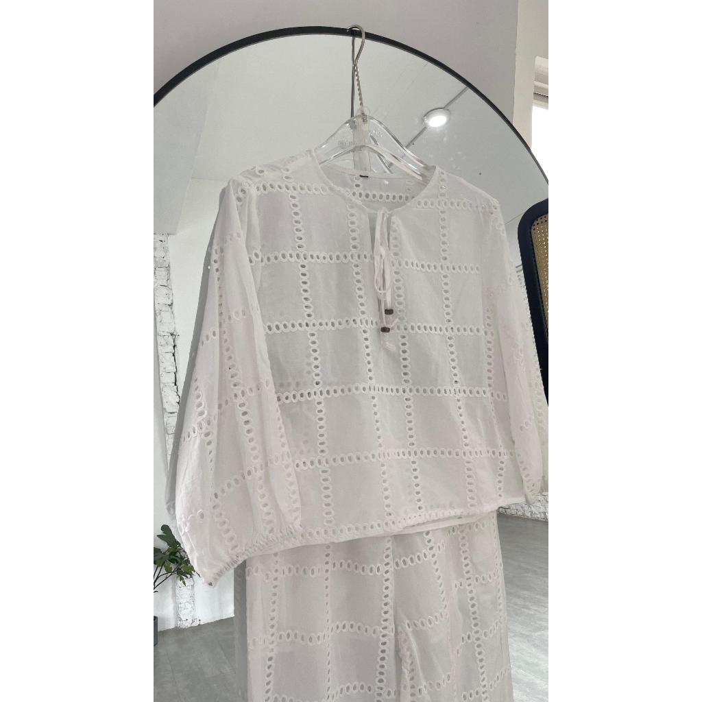 SET 4795 (TOP+PANTS) ONSE SET CASUAL CELANA PANJANG BROKAT WANITA