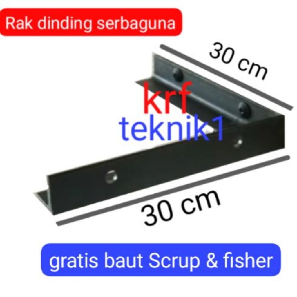 siku L plat besi shelf bracket tembok penyangga serbaguna tempel dinding rak dinding 30x30cm