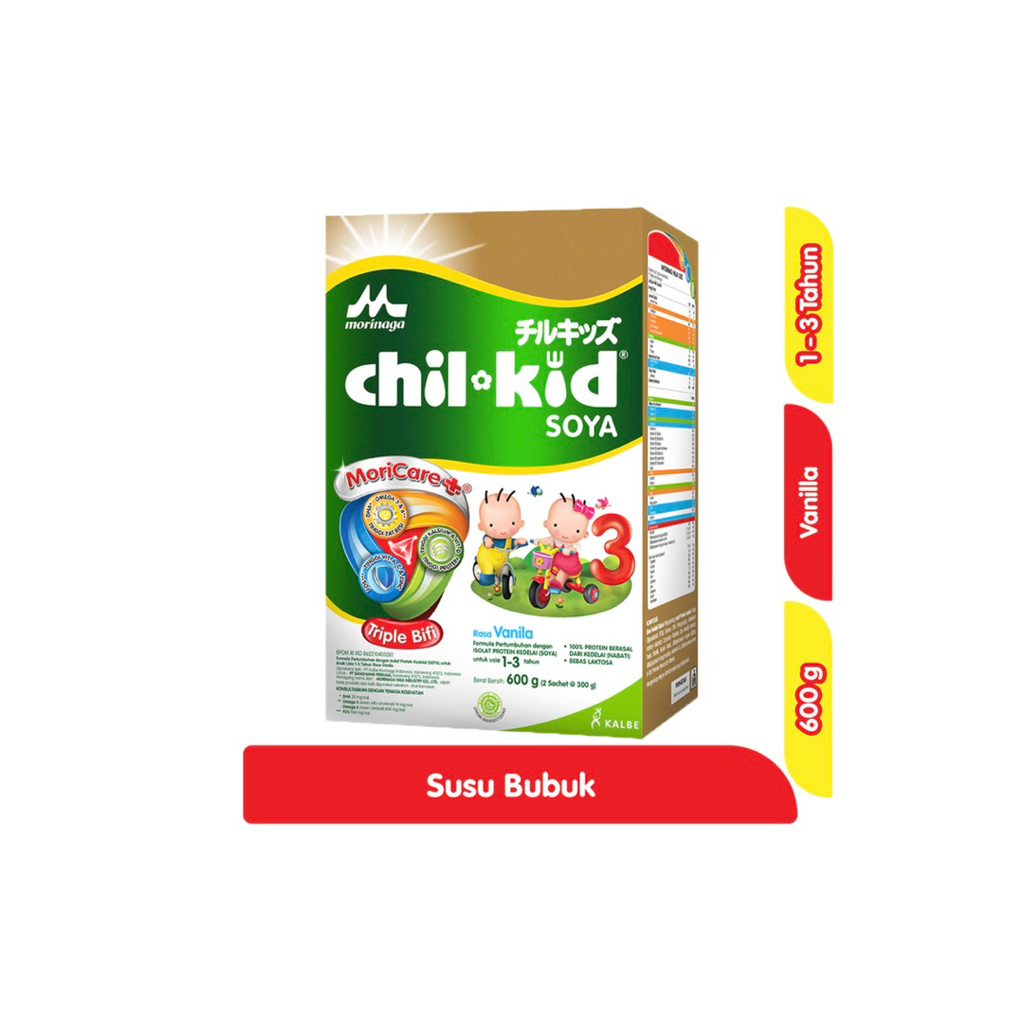

Morinaga Chil Kid SOYA 3 Susu Bubuk Pertumbuhan Anak 1-3 tahun VANILA 600 ml