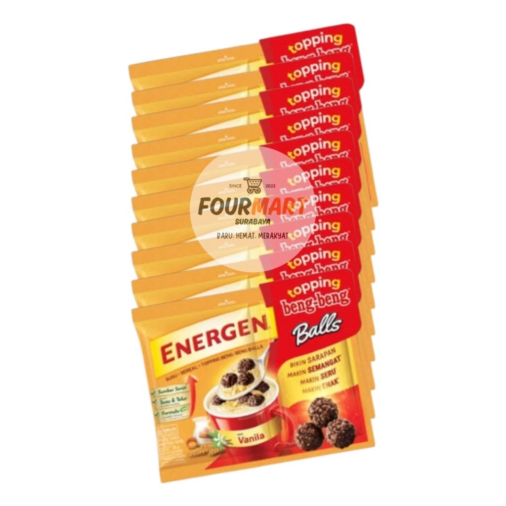 

RENCENG Energen Beng Beng - Energen Vanilla Topping Beng Beng Balls Coklat 38g isi 10 Sachet