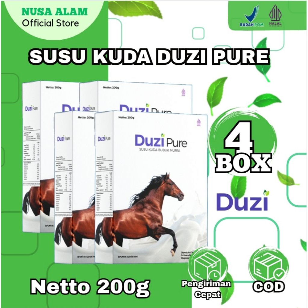 

Duzi Pure - Susu Kuda Lombok Bubuk 200 Gram 4 Box