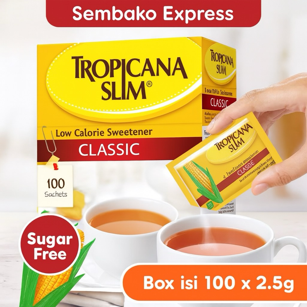 

Tropicana Slim Classic Sweetener 100 Sachet – Gula Rendah Kalori