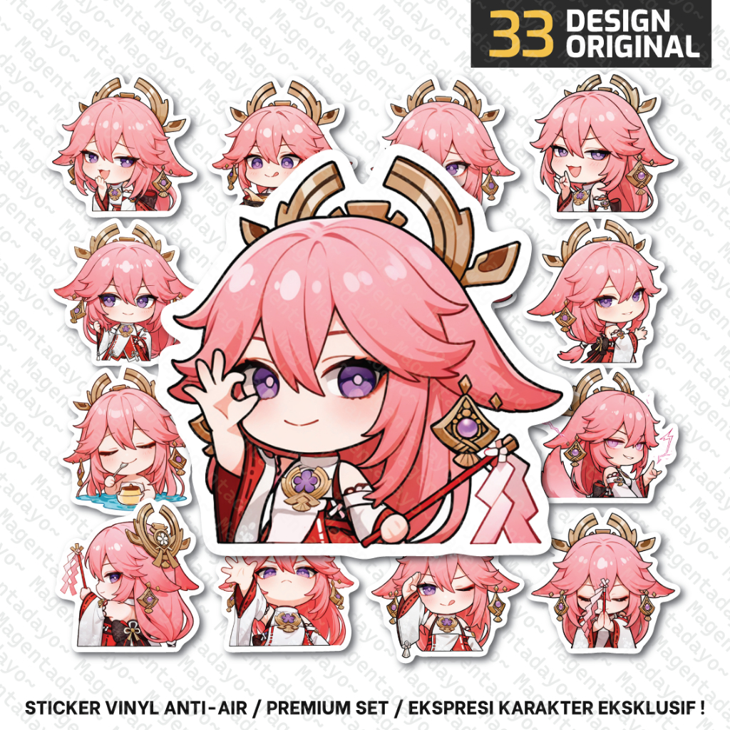 

Stiker Set YAE MIKO Genshin Impact Vinyl Anti-air Waterproof Sticker Anime Game Original Design