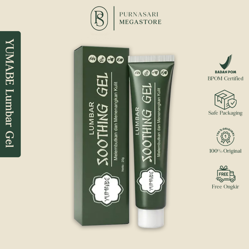 BPOM Lumbar YUMABE Soothing Gel Alami Untuk Lutut, Bahu, Tulang Belakang, Tumit, Seluruh Tubuh 20g