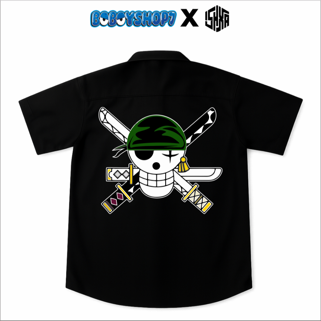 Kemeja One Piece Zoro Luffy Jolly Roger – BOBOYSHOP7 x ISHXA Limited Edition | Baju Anime Premium Un