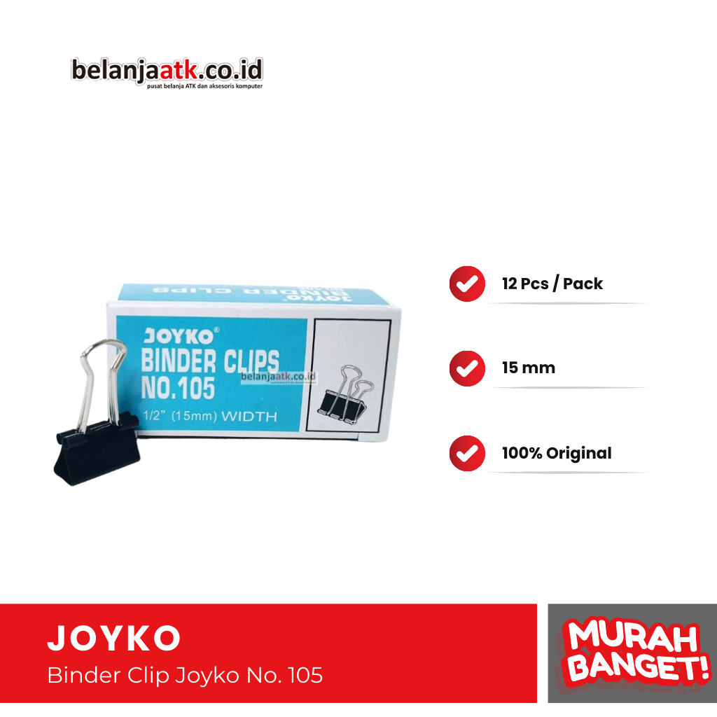 

Binder Clip Joyko No. 105 Ukuran 15 mm (1/2 Inch)