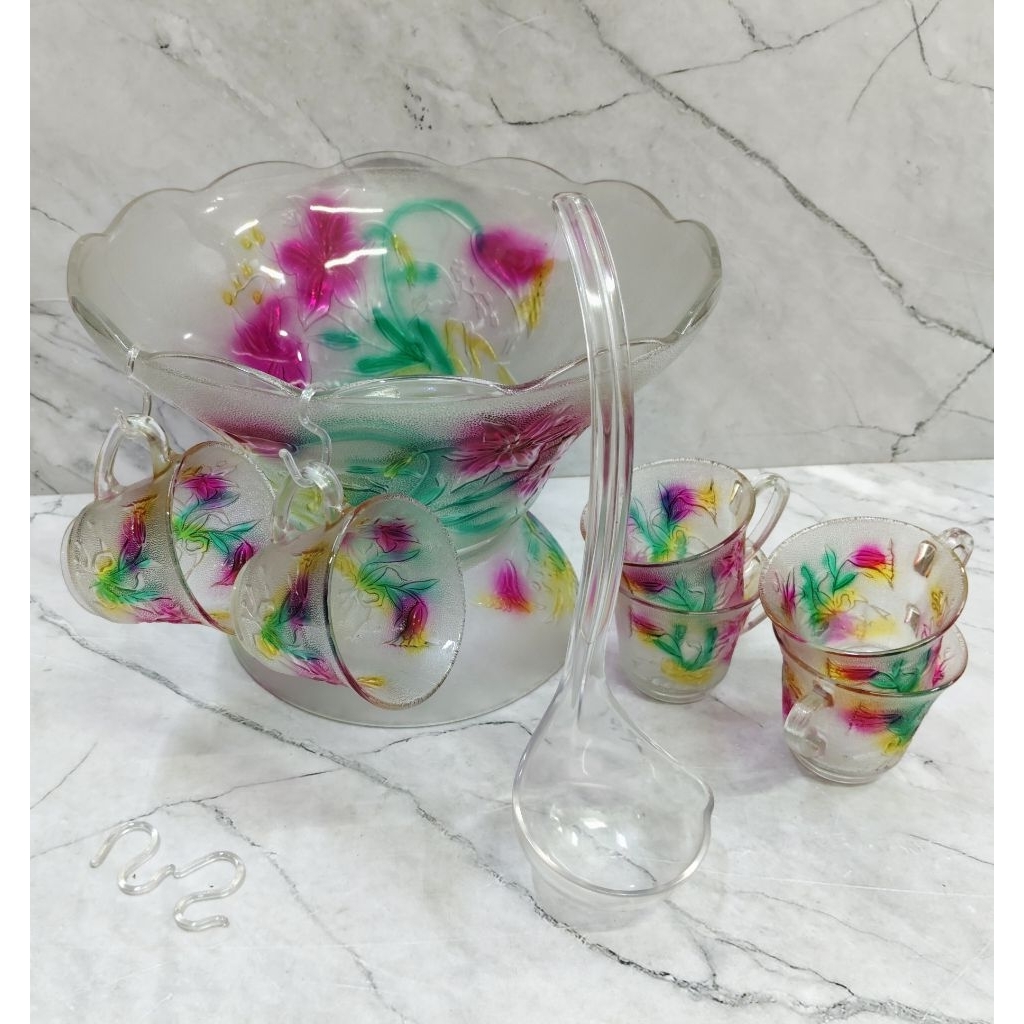 GELAS SET KACA BELLE + MANGKOK ES BUAH / MANGKOK BUAH / MANGKOK KACA SET - BELLE