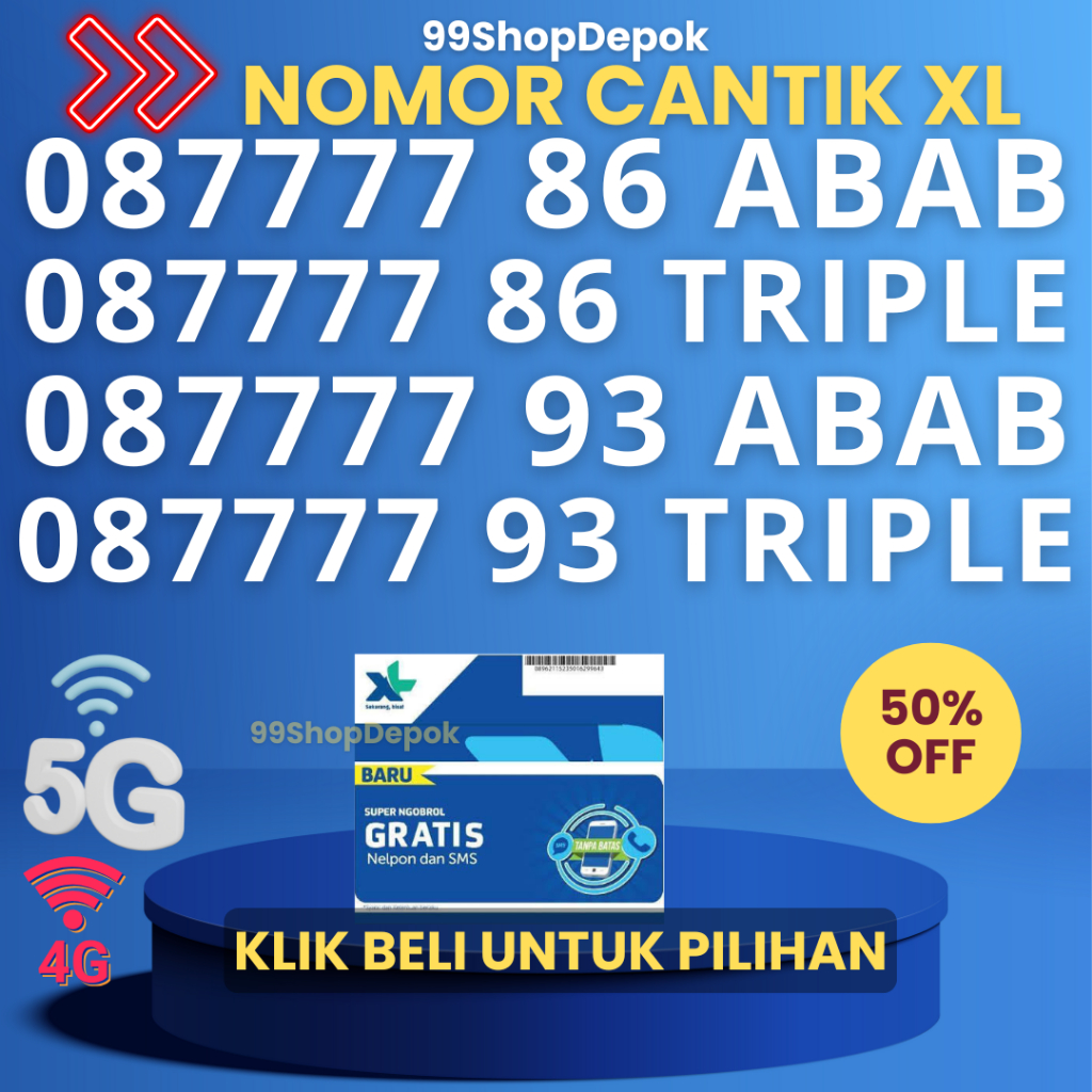 Kartu Perdana Nomor Cantik XL 380.2 Nomer Cantik XL 4g 5g XL 7777 No Cantik XL 5g Murah Seri Triple