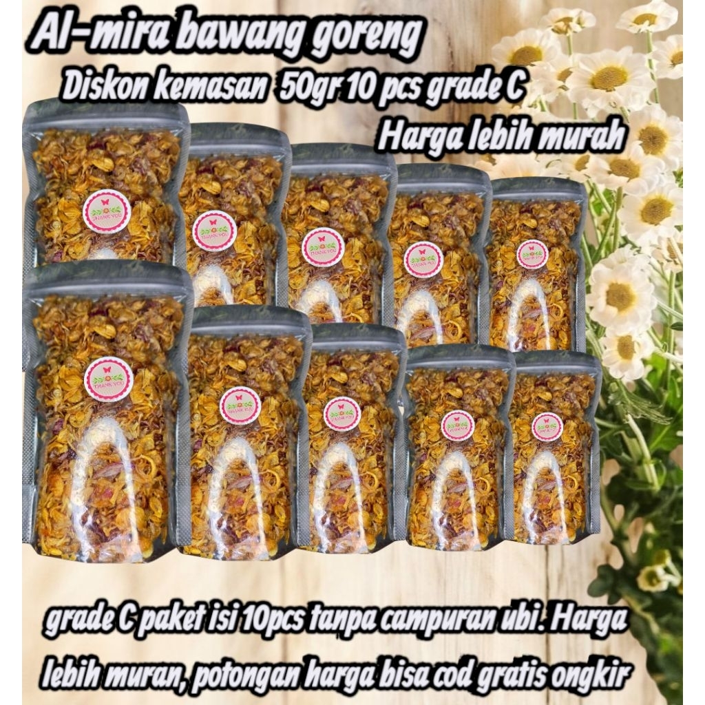 

Bawang Goreng grade C PROMO paket isi 10 pcs 50gr. TAMPA CAMPURAN