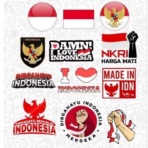 

Sticker Dirgahayu Indonesia Isi 12pcs | Bendera Indonesia waterproff