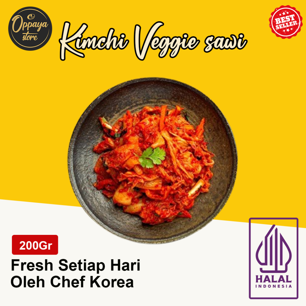 

Kimchi Vegetarian Sawi 200 Gram Halal Korea Tanpa Bawang & Hewan Autentik Korean