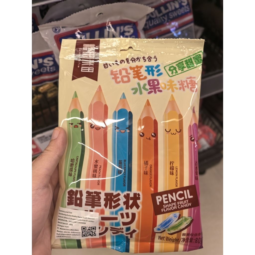 

Tommy and tim pencil shape fruity Hard candy. permen bentuk pensil. pensil candy. permen import.