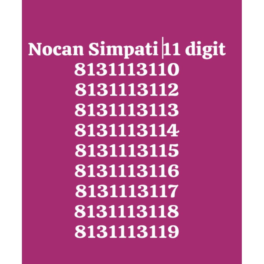 NOCAN SIMPATI 11 DIGIT