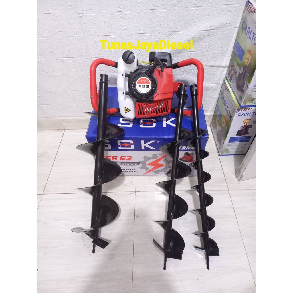 Mesin Bor Lubang Tanah Biopori Auger Drill 63cc Plus 3Mata Bor
