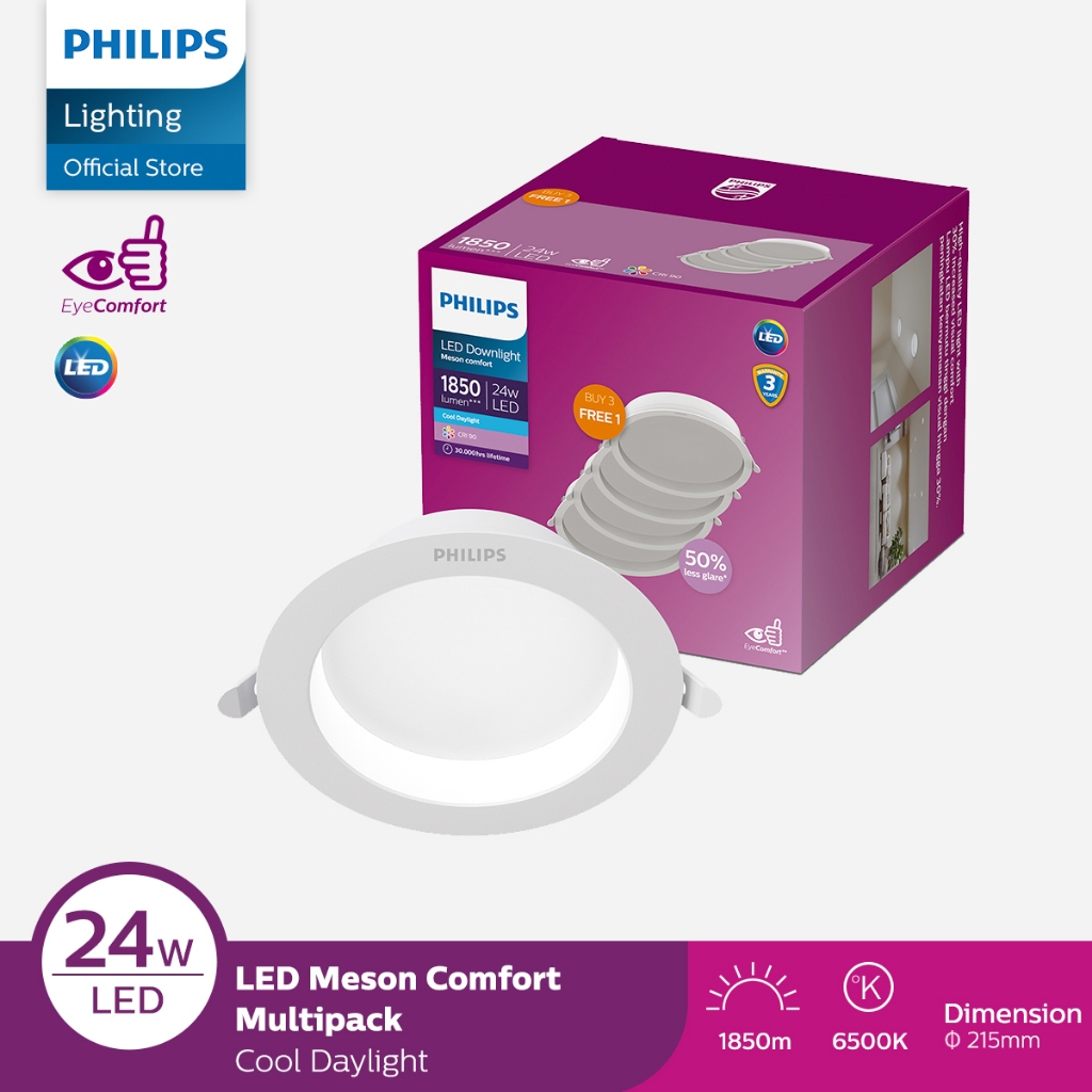 Philips LED Downlight Meson Comfort 24W 65K Putih - Multipack isi 4