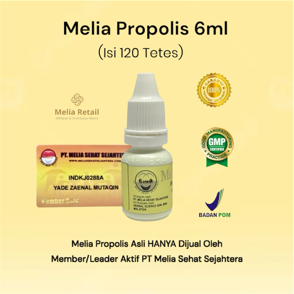 Melia Propolis 6ml Original BPOM – Propolis Murni Tanpa Wax | Toko Resmi Melia Retail Member Aktif P
