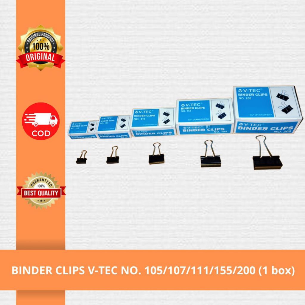 

[BEST QUALITY] Binder Clip V-Tec No. 105/107/111/155/200 (1 box)