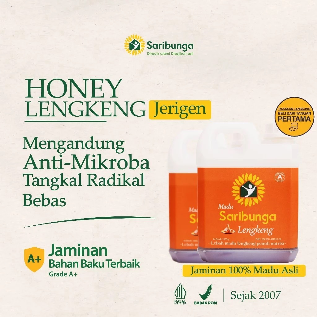 

MADU KELENGKENG SARIBUNGA Grade A+ - Madu Longan Honey - Madu Murni Bunga Lengkeng / Madu