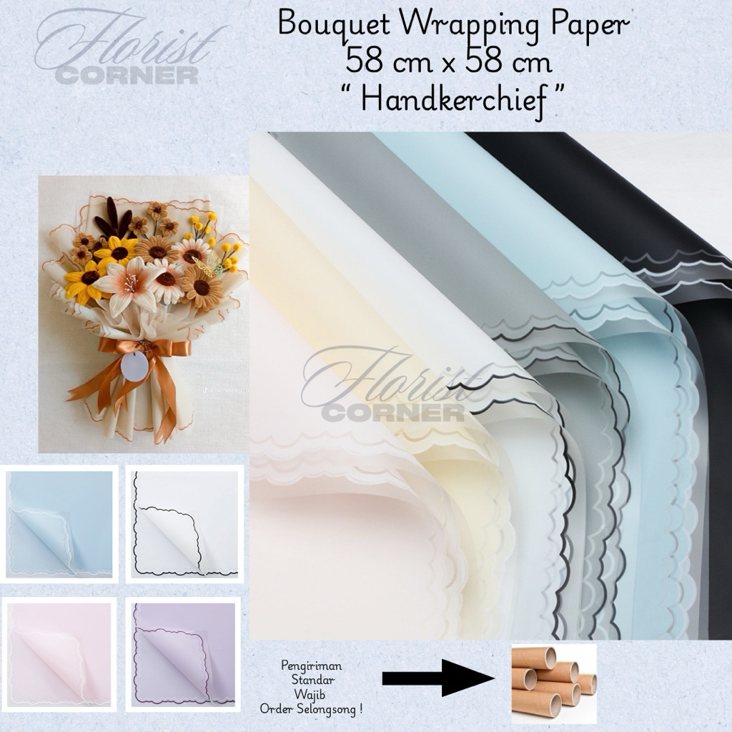 

[ Per Pack ] Kertas Buket Motif Renda Handkerchief / Cellophane Flower Wrapping
