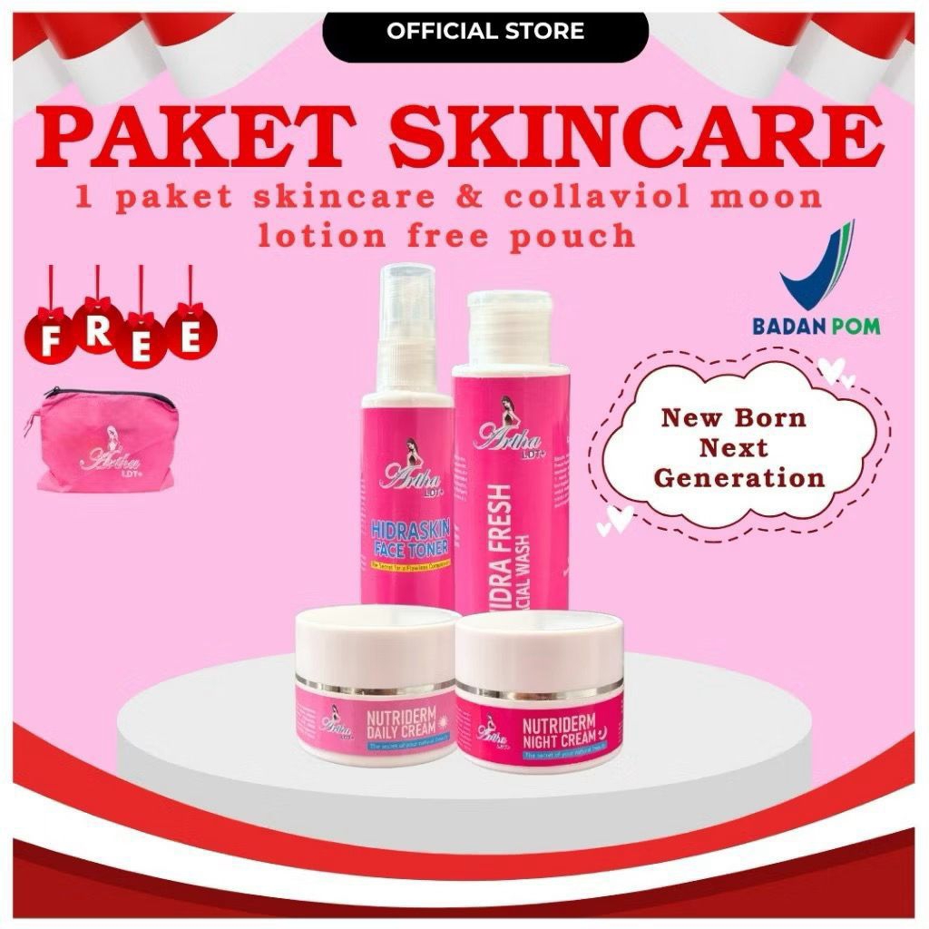 SKINCARE ARTHA LDT/ Sepaket Krim siang, Krim Malam, Sabun Wajah dan Toner Wajah