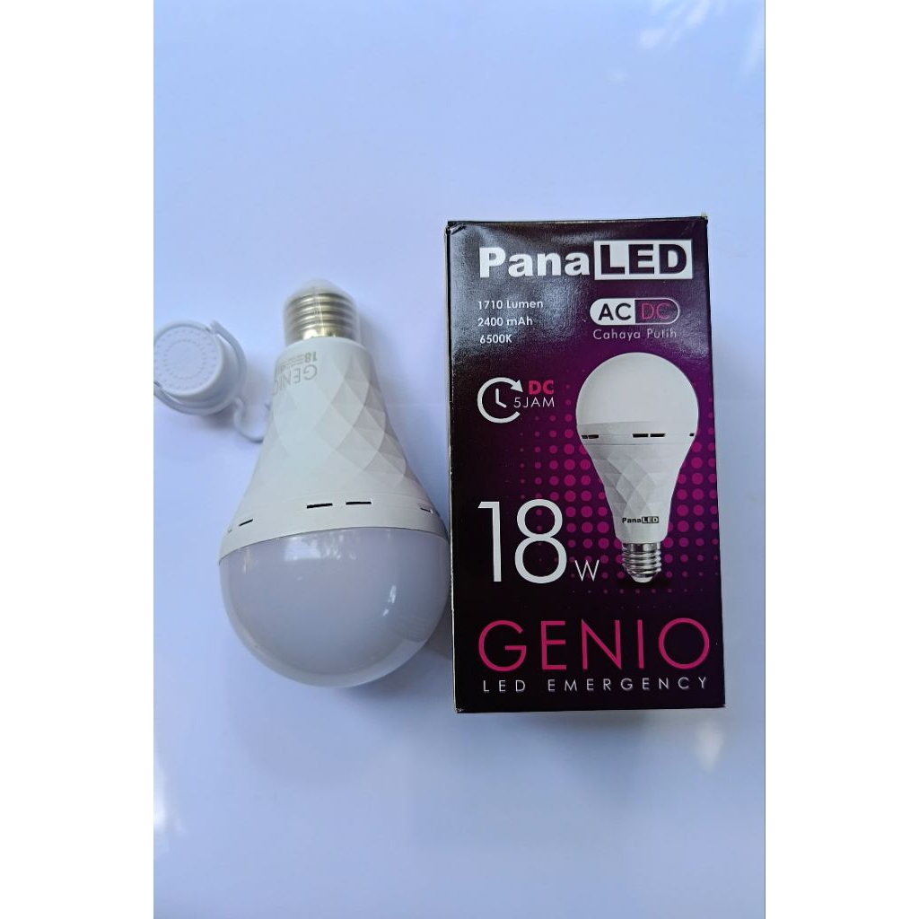 LAMPU GENIO EMERGENCY 18WATT NYALA OTOMATIS SAAT LISTRIK PLN PADAM FREE FITTING GANTUNG