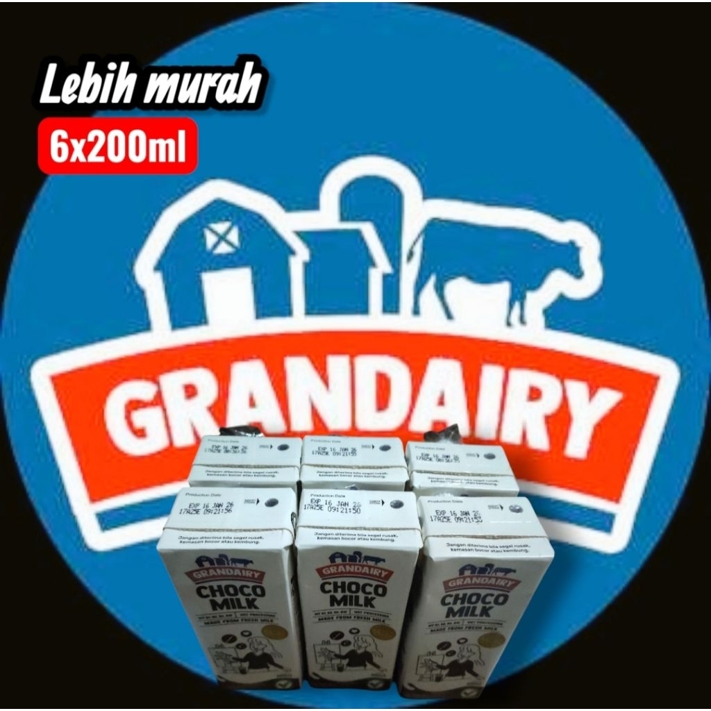

LEBIH MURAH Grandairy susu UHT rasa cokelat 6x200ml