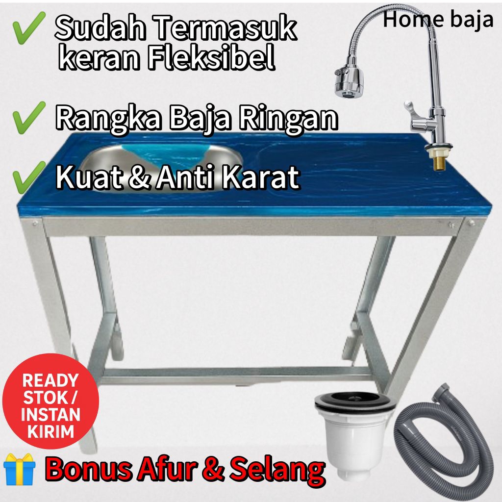 Wastafel Cuci Piring Bak Stainles Portable Rangka Baja Ringan Kuat Dan Murah