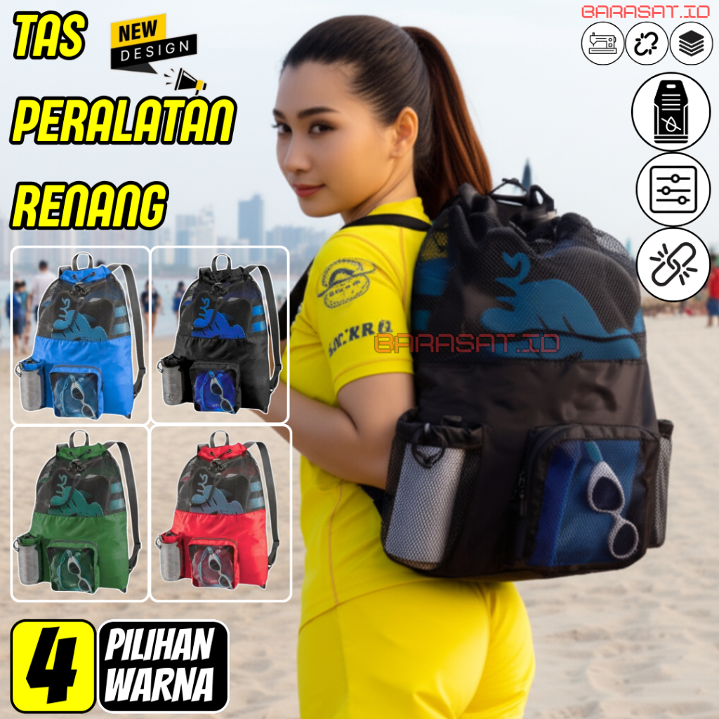 perlengkapan renang anak perempuan Tas Renang Serbaguna Anak Dewasa Kantong Jaring Anti Air